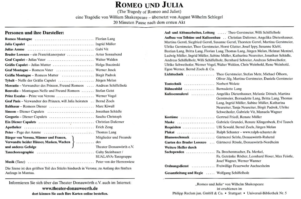 Romeo und Julia Mitwirkende